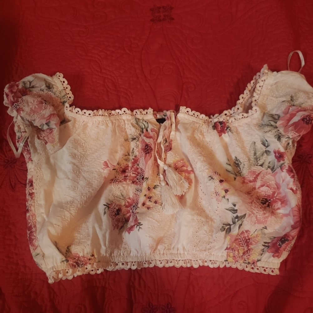 Floral embroidered crop top